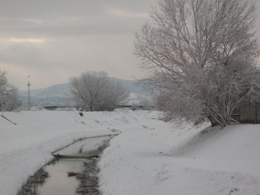 Fiume Cascina sotto la neve