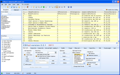 Aprire file csv