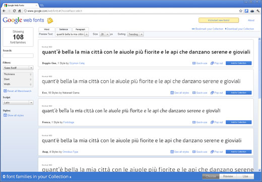 Font per siti web