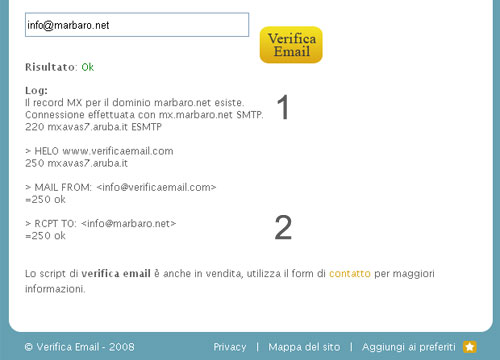 Verificare se indirizzo email esiste